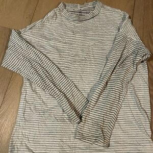 We The Free Cream and Black Striped Long Sleeve Tee